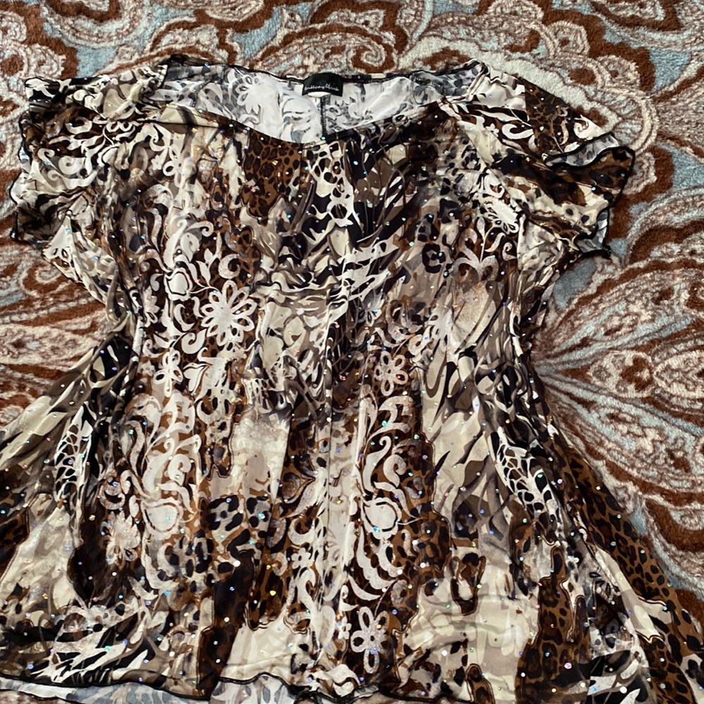 Sequined floral blouse